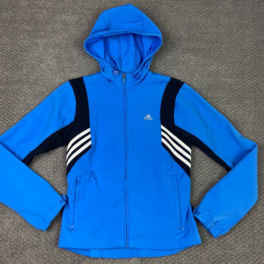 Vintage Adidas Climaproof Jacket Women's Small Hooded Full Zip Blue 2005 Y2K